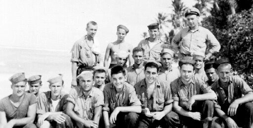 South Seas Liberty.<br>BACK ROW (L&rarr;R) [unknown], [unknown], J. Crowe, H. Vincent. MIDDLE ROW (L&rarr;R) [unknown], [unknown], [unknown], [unknown], [unknown], [unknown] . FRONT ROW (L&rarr;R) J. Beard, B. Hamby, H. Meunsterman, M. Pelligrino, C. Ryan, G. Pacitti, [unknown], V. Olszewski.