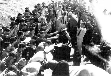 On the foc&rsquo;sle; 25DEC1943.